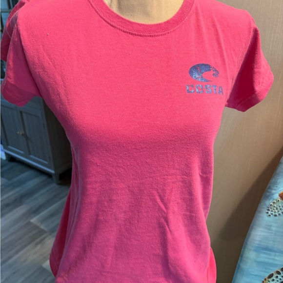 Anvil Pink and Blue Fitted Short Sleeve T-Shirt - Picture 1 of 5